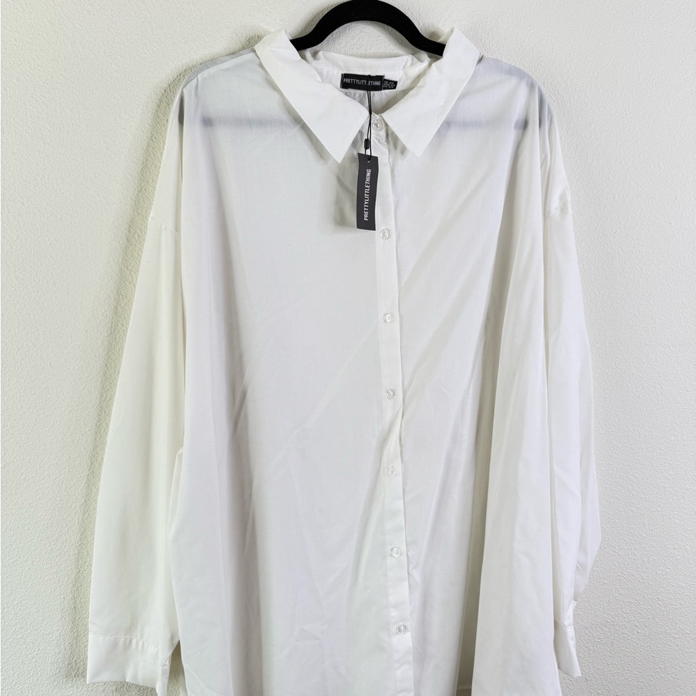 PrettyLittleThing Elegant White Button-Down Blouse